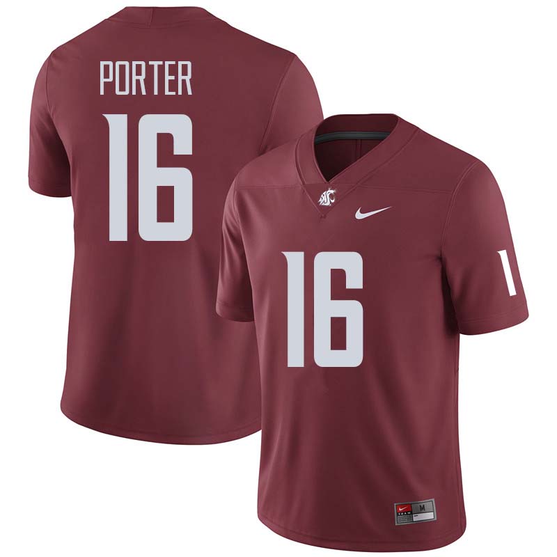 Men #16 Grant Porter Washington State Cougars College Football Jerseys Sale-Crimson